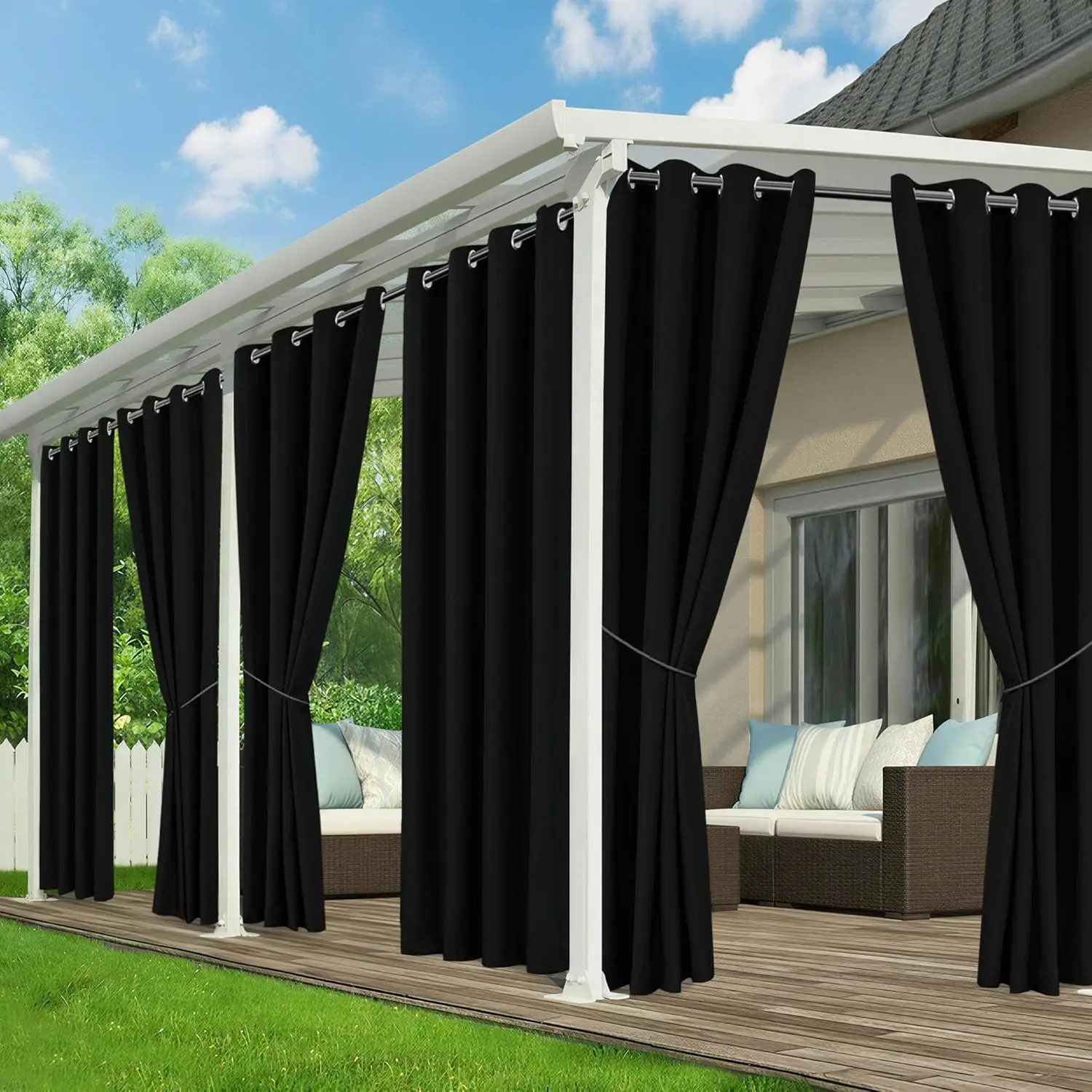 Waterproof Outdoor Curtains for Patio, 6 Panels Privacy Shades with Grommets, 54x95 Inch for Pergola Gazebo Porch
Waterproof Outdoor Curtains for Patio, 6 Panels Privacy Shades with Grommets, 54x95 Inch for Pergola Gazebo Porch