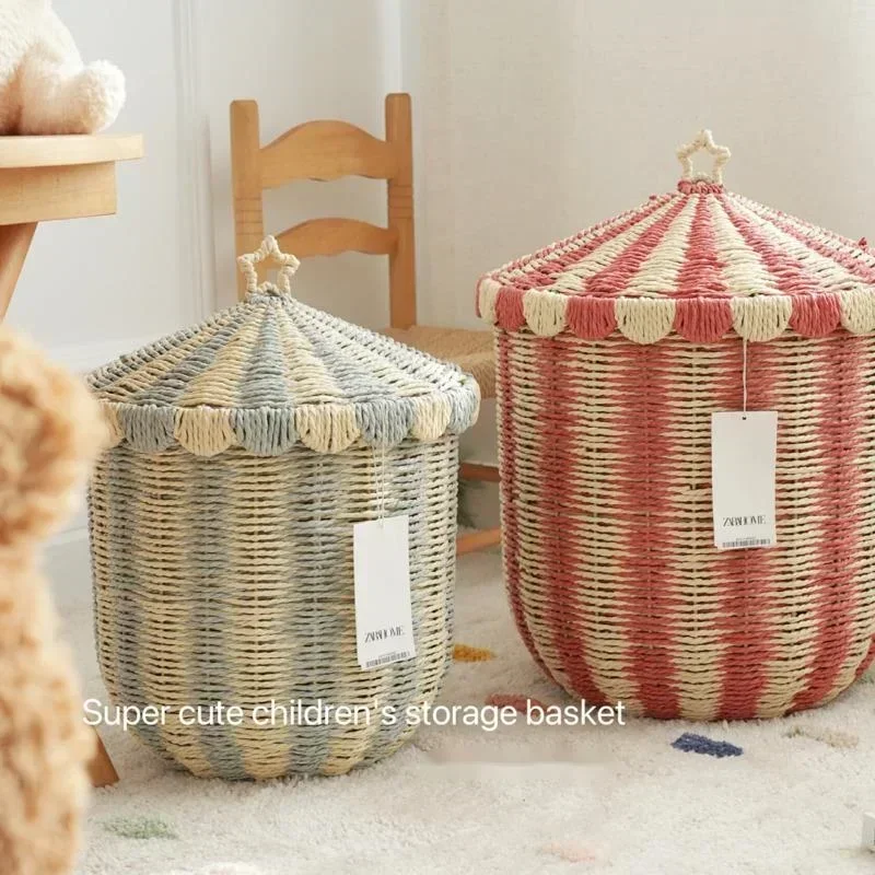 Lovely Nordic Wind Storage Baskets With Cover Dust-proof Woven Dirty Clothes Basket Children's Laundry Basket Toy Finishing
Lovely Nordic Wind Storage Baskets With Cover Dust-proof Woven Dirty Clothes Basket Children's Laundry Basket Toy Finishing