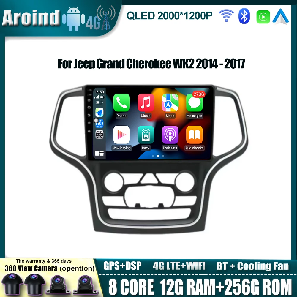 For Jeep Grand Cherokee WK2 2014 - 2017 Wireless Carplay AutoRadio Android 14 Car Stereo GPS Multimedia-player Navigation Radio
For Jeep Grand Cherokee WK2 2014 - 2017 Wireless Carplay AutoRadio Android 14 Car Stereo GPS Multimedia-player Navigation Radio