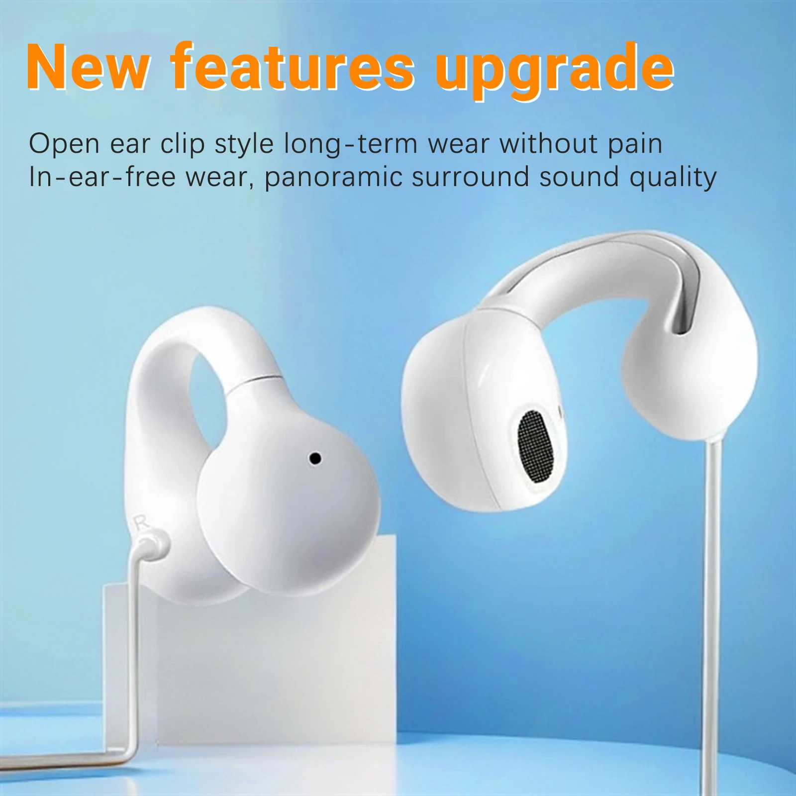 Wired Open Ear Headphones Earclip Air Conduction Music Earbuds Gaming Headset Earphones with Lavalier Microphone 3.5mm/Type-C
Wired Open Ear Headphones Earclip Air Conduction Music Earbuds Gaming Headset Earphones with Lavalier Microphone 3.5mm/Type-C