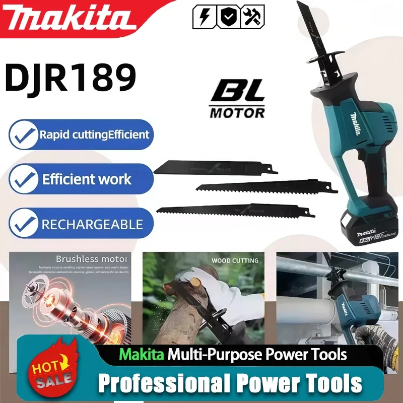 Makita DJR189 18V Cordless Electric Reciprocating Saw Brushless Rechargeable Wood Metal Cutting Saw Portable Saw Power Tool
Makita DJR189 18V Cordless Electric Reciprocating Saw Brushless Rechargeable Wood Metal Cutting Saw Portable Saw Power Tool