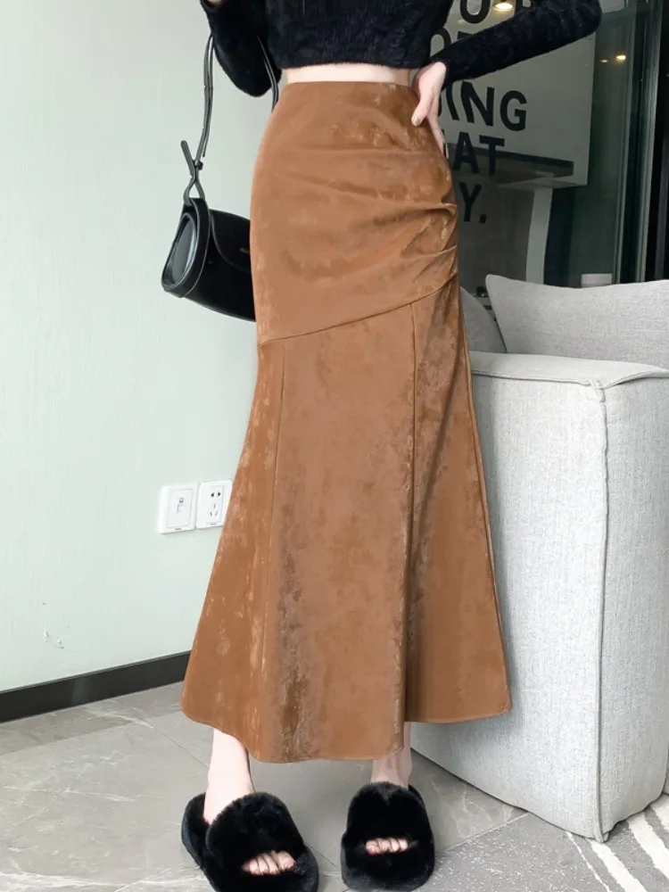 Длинная шерстяная юбка А-силуэта с завышенной талией для женщин, осенне-зимняя, облегающая, с эффектом стройности, юбка-фаленопсис, юбка-бодикон
Длинная шерстяная юбка А-силуэта с завышенной талией для женщин, осенне-зимняя, облегающая, с эффектом стройности, юбка-фаленопсис, юбка-бодикон