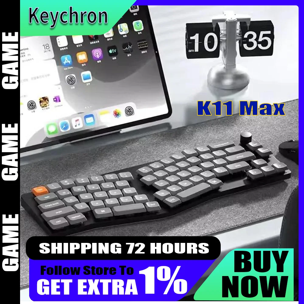 Keychron K11Max Alice Layout Беспроводная клавиатура Эргономичная механическая клавиатура с низким переключателем Три режима RGB Подсветка для офиса
Keychron K11Max Alice Layout Беспроводная клавиатура Эргономичная механическая клавиатура с низким переключателем Три режима RGB Подсветка для офиса