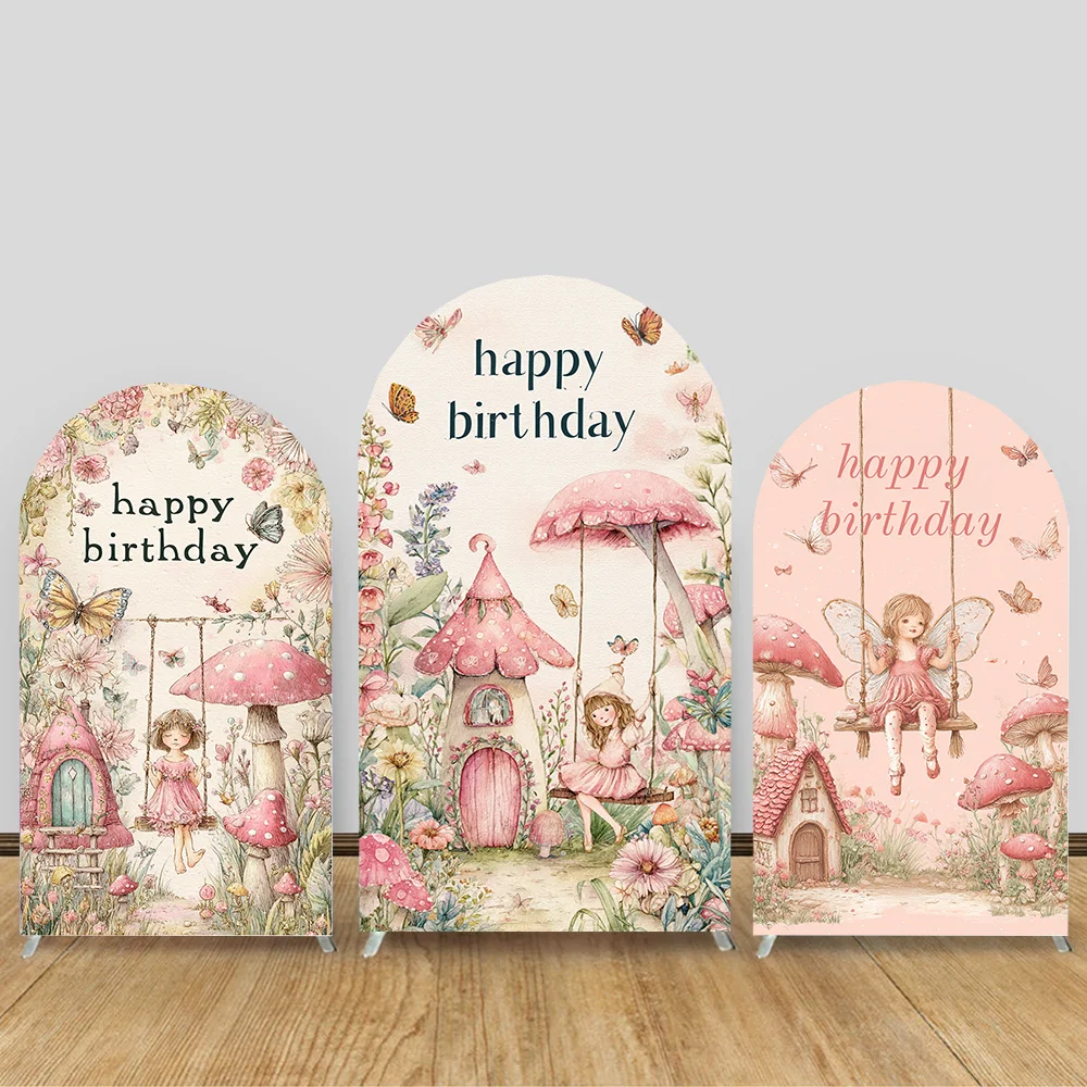 Pink Fairy First Birthday Arch Backdrop Cover Mushroom House Door Butterfly Floral Princess Girl Cake Party Decor Background
Pink Fairy First Birthday Arch Backdrop Cover Mushroom House Door Butterfly Floral Princess Girl Cake Party Decor Background