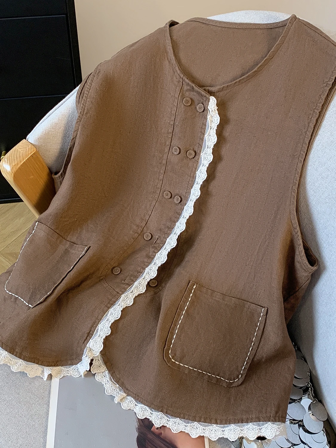 Ele Linen Svel Vest Women Summer Thin Outerwear Loose Personali oulder Strap Top Layered Clothing round Ne Si...
Ele Linen Svel Vest Women Summer Thin Outerwear Loose Personali oulder Strap Top Layered Clothing round Ne Si...
