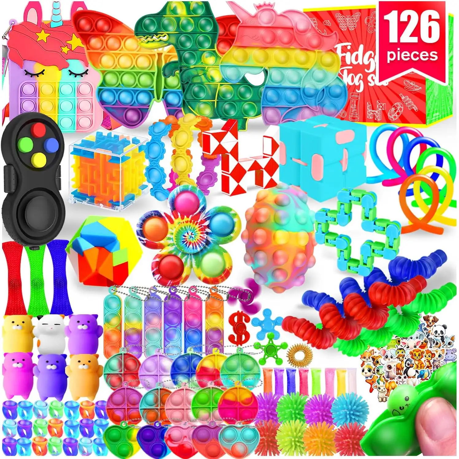 126-Piece Fidget Toy Set for Kids, Sensory Toys Bulk, Party Favors Classroom Prizes Stocking Stuffers Gifts
126-Piece Fidget Toy Set for Kids, Sensory Toys Bulk, Party Favors Classroom Prizes Stocking Stuffers Gifts