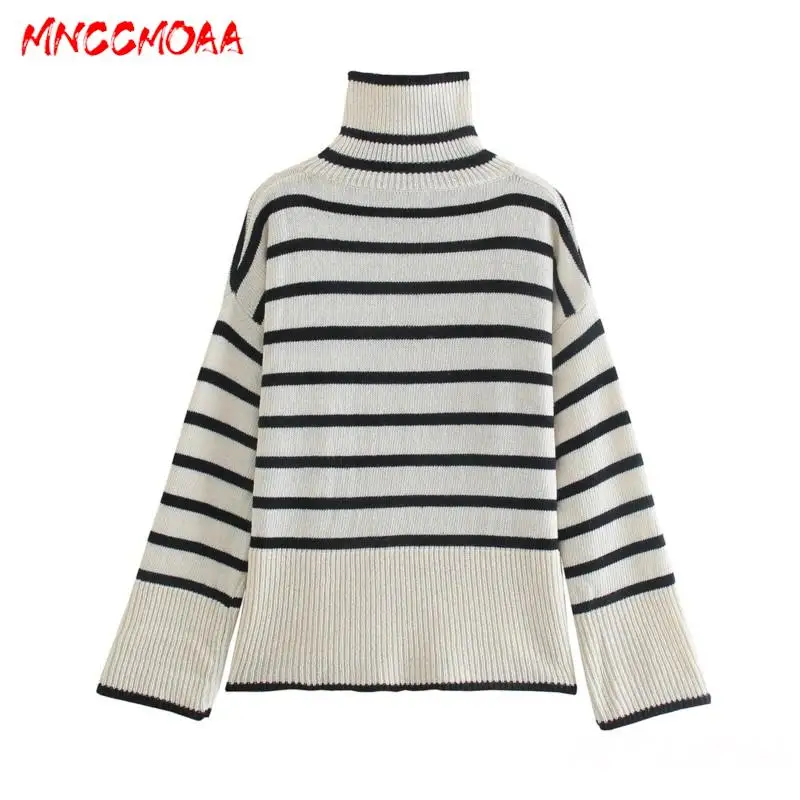 MNCCMOAA-Women's Turtleneck Striped Knitting Sweaters, Loose Pullover, Long Sleeve Tops, Casual Fashion, Autumn, Winter, 2024
MNCCMOAA-Women's Turtleneck Striped Knitting Sweaters, Loose Pullover, Long Sleeve Tops, Casual Fashion, Autumn, Winter, 2024