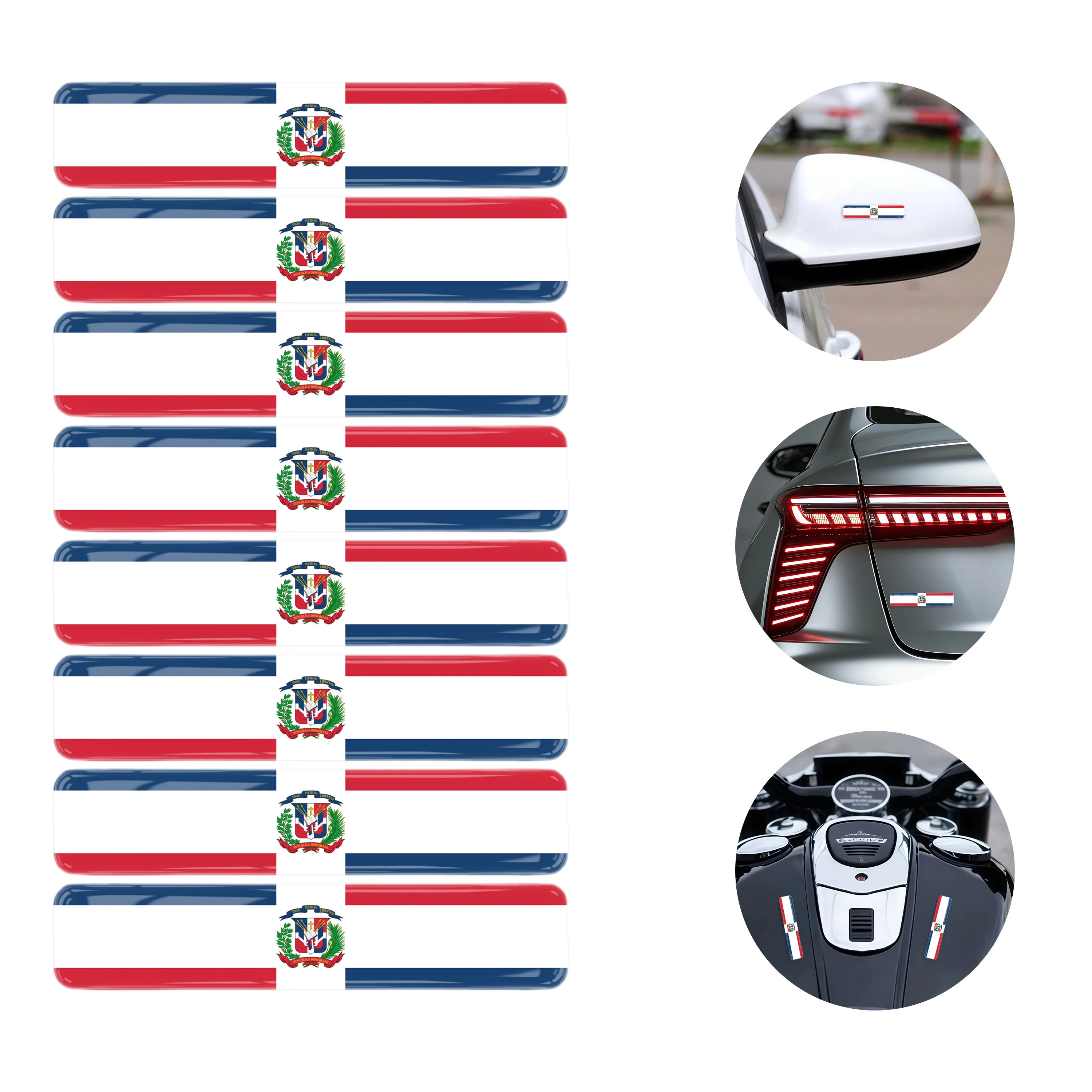 8pcs 3D Gel Epoxy Car Decal Stickers Dominican Flag design for Car Truck Motorcycle Laptop Pride Auto Accessories
8pcs 3D Gel Epoxy Car Decal Stickers Dominican Flag design for Car Truck Motorcycle Laptop Pride Auto Accessories