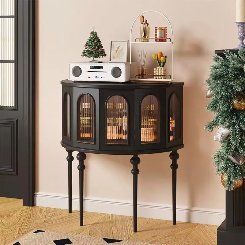 French entrance cabinet, living room sofa side cabinet, black semi-circular corner chest cabinet
French entrance cabinet, living room sofa side cabinet, black semi-circular corner chest cabinet