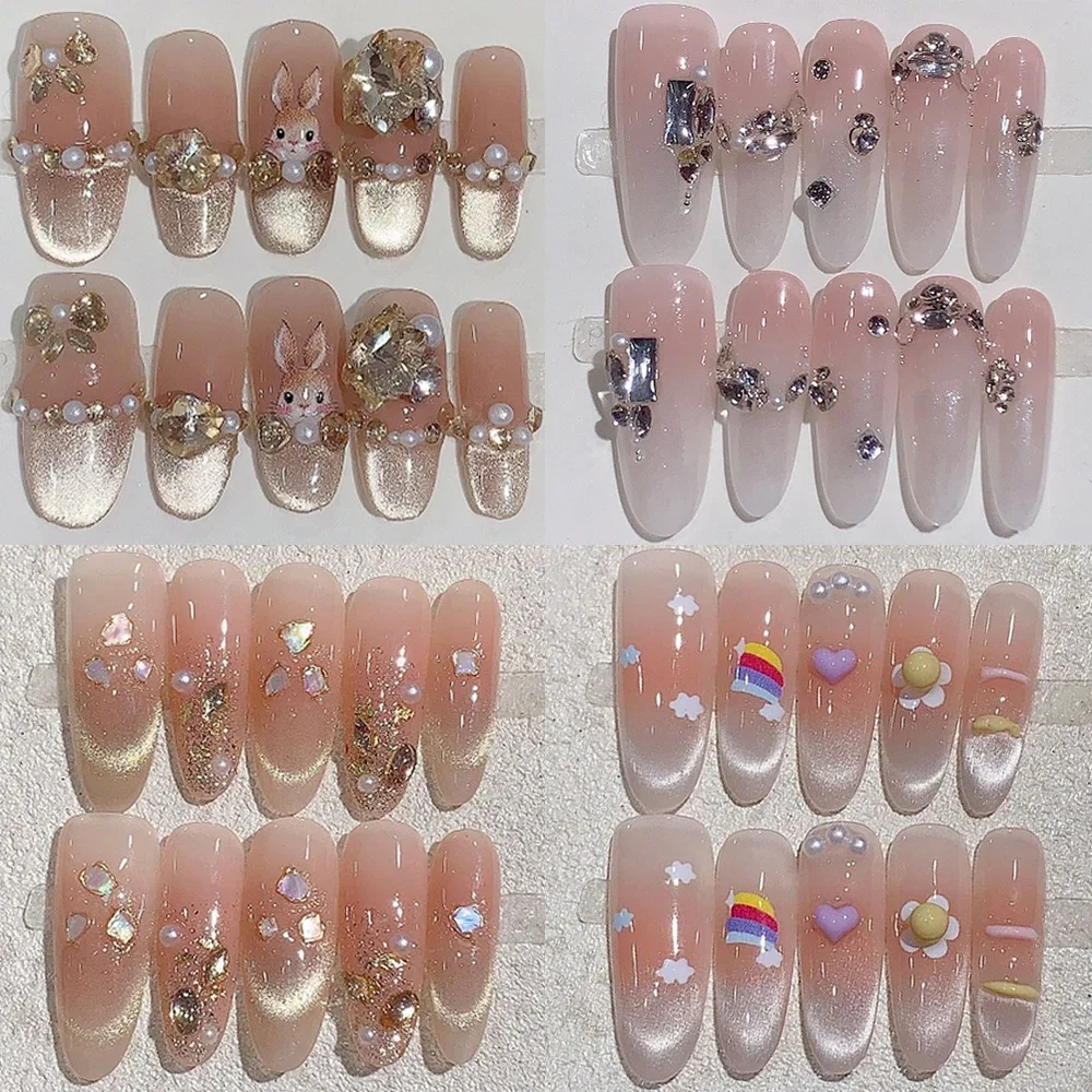 10Pcs Kawaii Cat Eyes Long Ellipse Handmade Wearable Fake Nails Cartoon Rabbit Rainbow Diamond Pearl Full Cover False Nail
10Pcs Kawaii Cat Eyes Long Ellipse Handmade Wearable Fake Nails Cartoon Rabbit Rainbow Diamond Pearl Full Cover False Nail