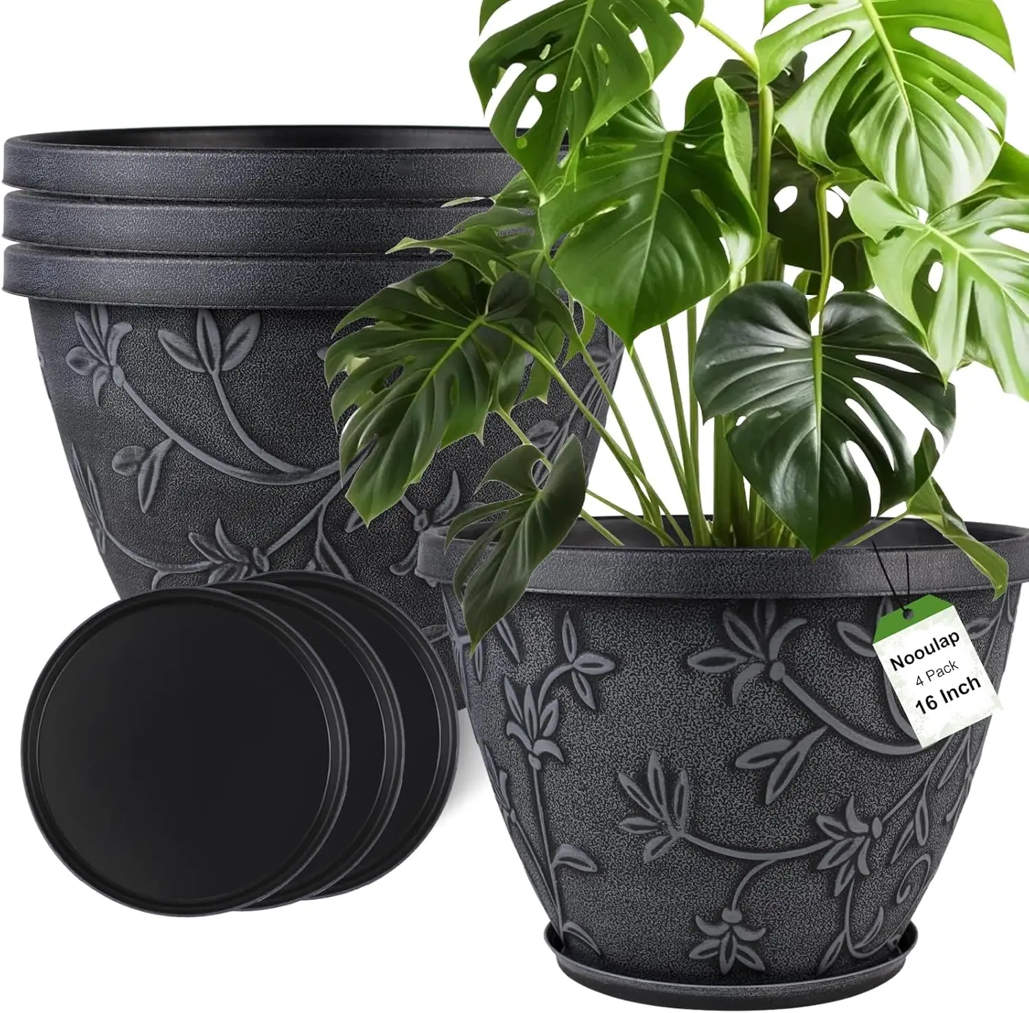 16 Inch Large Plant Pot with Drainage Hole & Saucer, Modern Decorative Garden Pot for Indoor Outdoor Plants (Gray)
16 Inch Large Plant Pot with Drainage Hole & Saucer, Modern Decorative Garden Pot for Indoor Outdoor Plants (Gray)
