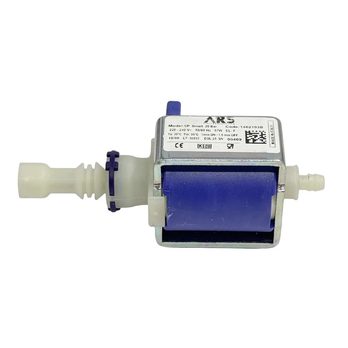 ARS Solenoid Pumps High Pressure CP Smart 20 Bar AC 220V-240V 50/60HZ 57W Water Electromagnetic Plunger Pump for Coffee Machine
ARS Solenoid Pumps High Pressure CP Smart 20 Bar AC 220V-240V 50/60HZ 57W Water Electromagnetic Plunger Pump for Coffee Machine