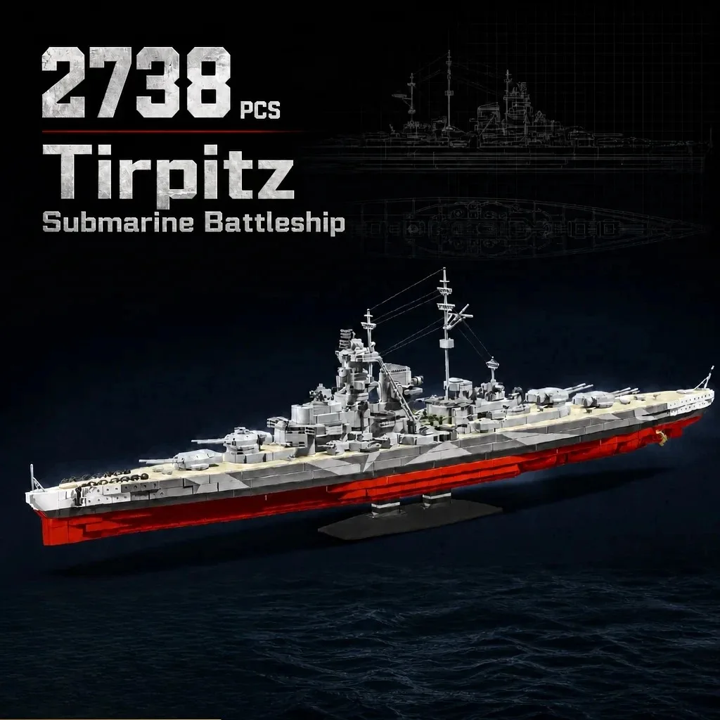 2738PCS Tirpitz Submarine Battleship Building Blocks Set Military Modular Assembly Ship Model Bricks Kit Creative Toy Adult Gift
2738PCS Tirpitz Submarine Battleship Building Blocks Set Military Modular Assembly Ship Model Bricks Kit Creative Toy Adult Gift
