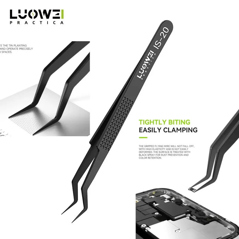 LUOWEI IS-20 IC Nand паяльный пинцет прецизионные сверхтвердые щипцы для посадки олова сетка BGA фиксированная плата процессора ремонт ручные инструменты
LUOWEI IS-20 IC Nand паяльный пинцет прецизионные сверхтвердые щипцы для посадки олова сетка BGA фиксированная плата процессора ремонт ручные инструменты