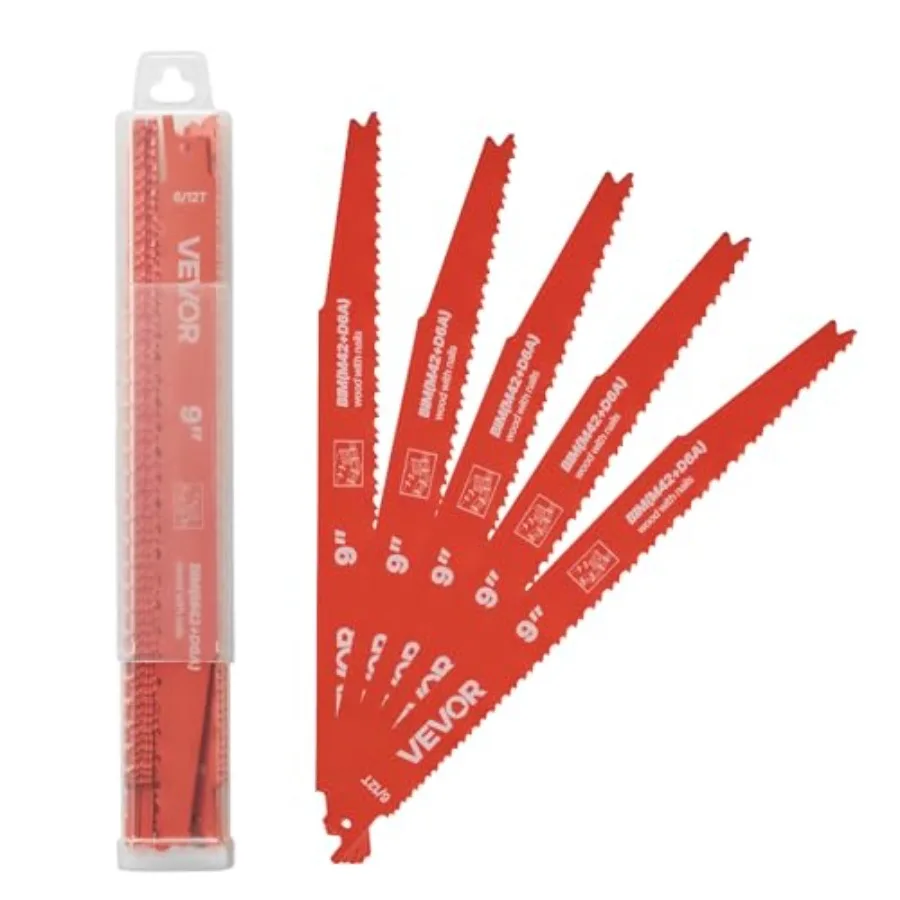 Reciprocating Saw Blades 25 Pack 6/12 TPI Bi-Metal Reciprocating Saw Blade Set with Universal Shank Sharp Teeth for Fast and Sm
Reciprocating Saw Blades 25 Pack 6/12 TPI Bi-Metal Reciprocating Saw Blade Set with Universal Shank Sharp Teeth for Fast and Sm