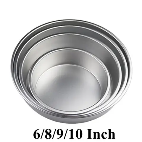 6/8/9/10 Inch Round Chiffon Cake Pan Aluminum Alloy Solid Bottom Non-stick Food Oven Big Cake Bread Mold DIY Mold Baking Tool