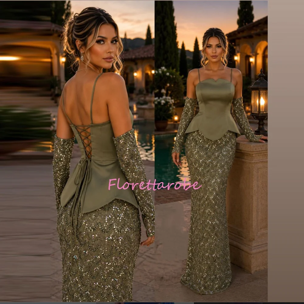 Elegant Green Straps Mermaid Evening Dresses With Scarf Luxury Sequins Beads Sweep Train Party Dress Prom Gowns Customized
Elegant Green Straps Mermaid Evening Dresses With Scarf Luxury Sequins Beads Sweep Train Party Dress Prom Gowns Customized