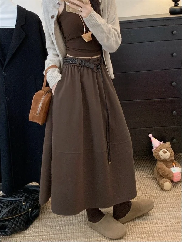 plus Size Casual Woolen Skirt High Waist Loose Slimming Hip Covering Autumn Winter New Style Korean Style A-Line Skirt
plus Size Casual Woolen Skirt High Waist Loose Slimming Hip Covering Autumn Winter New Style Korean Style A-Line Skirt