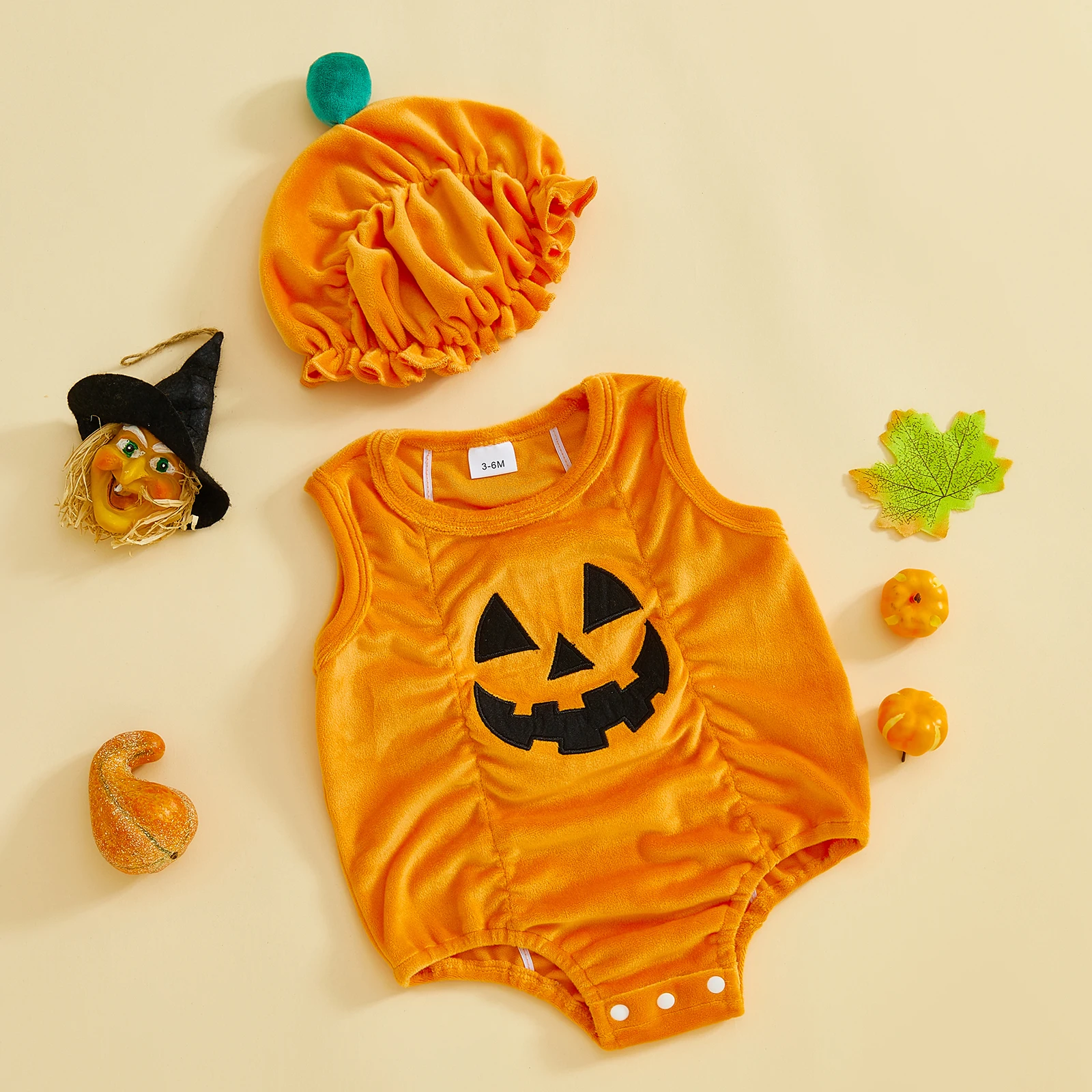 Toddler Baby Cute Pumpkin Romper Sleeveless Round Neck Bodysuit with Hat 2 Pcs Set Clothes Halloween Outfit
Toddler Baby Cute Pumpkin Romper Sleeveless Round Neck Bodysuit with Hat 2 Pcs Set Clothes Halloween Outfit