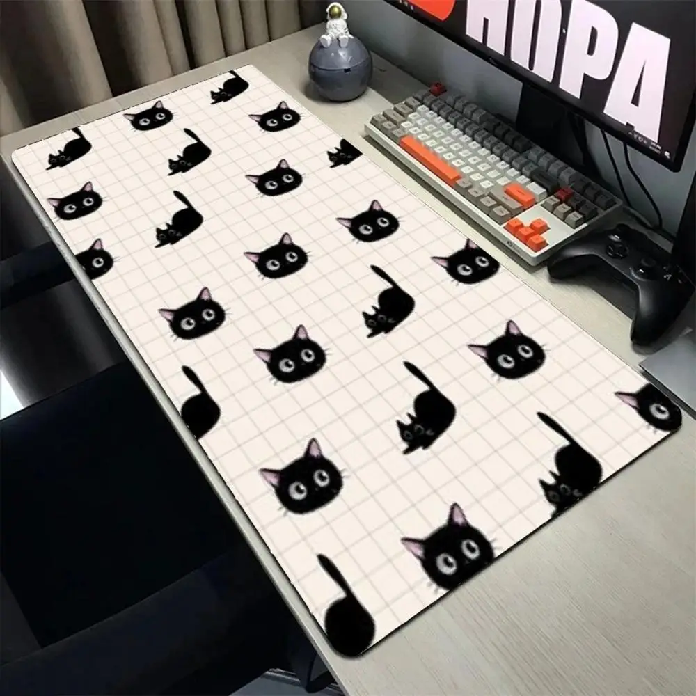 Black Cat Pattern Mouse Pad Mousepad Large Gaming Mouse Pad LockEdge Thickened Computer Keyboard Table Desk Mat