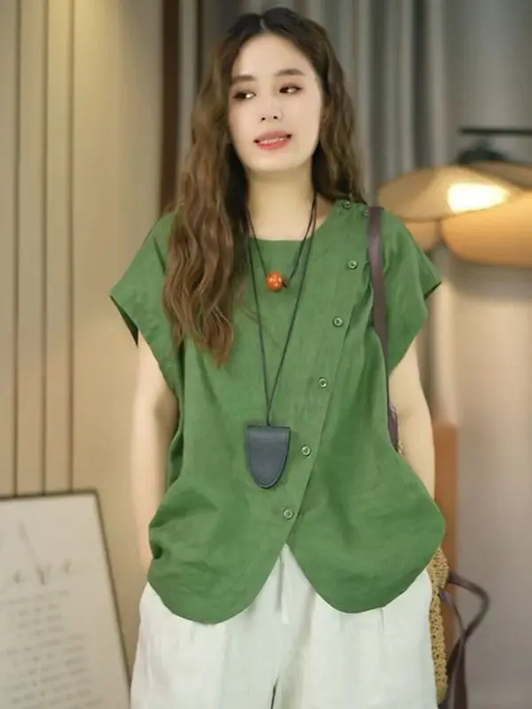 Unique Fashion Asymmetric Hem Loose Women's Shirt Short Sleeve Summer New Style Slimming Top Versatile Casual Korean Style
Unique Fashion Asymmetric Hem Loose Women's Shirt Short Sleeve Summer New Style Slimming Top Versatile Casual Korean Style