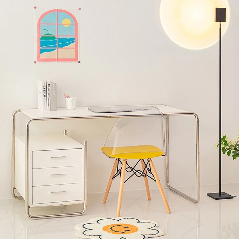 Stainless steel small apartment medieval desk modern metal office computer desk with drawers
Stainless steel small apartment medieval desk modern metal office computer desk with drawers