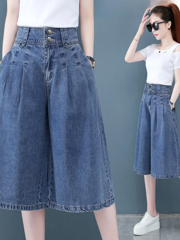 Ladies Summer Thin Wide Leg Jeans High Waist Denim Shorts Pants Six Seven Lengths Spring Season Breathable Comfortable
Ladies Summer Thin Wide Leg Jeans High Waist Denim Shorts Pants Six Seven Lengths Spring Season Breathable Comfortable
