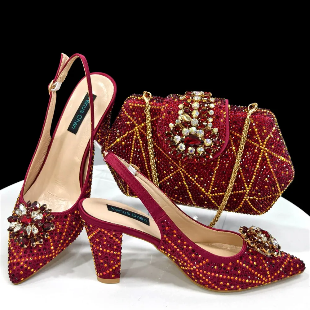 Elegant Design Pattern Popularity Party Women Shoes and Bag Set Diamond Butterfly Design in Wine Red Color
Elegant Design Pattern Popularity Party Women Shoes and Bag Set Diamond Butterfly Design in Wine Red Color