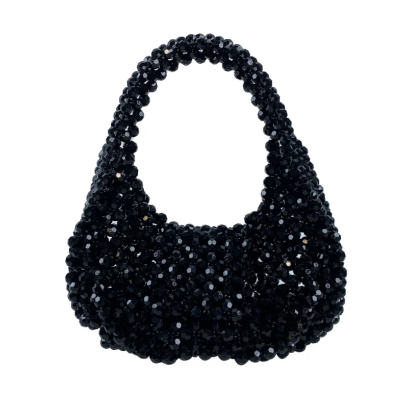 Handmade Black Acrylic Beaded Handbag Solid Color Fashionable Top-Handle Bag Design Women Party WeddingBanquet Clutches Bag
Handmade Black Acrylic Beaded Handbag Solid Color Fashionable Top-Handle Bag Design Women Party WeddingBanquet Clutches Bag
