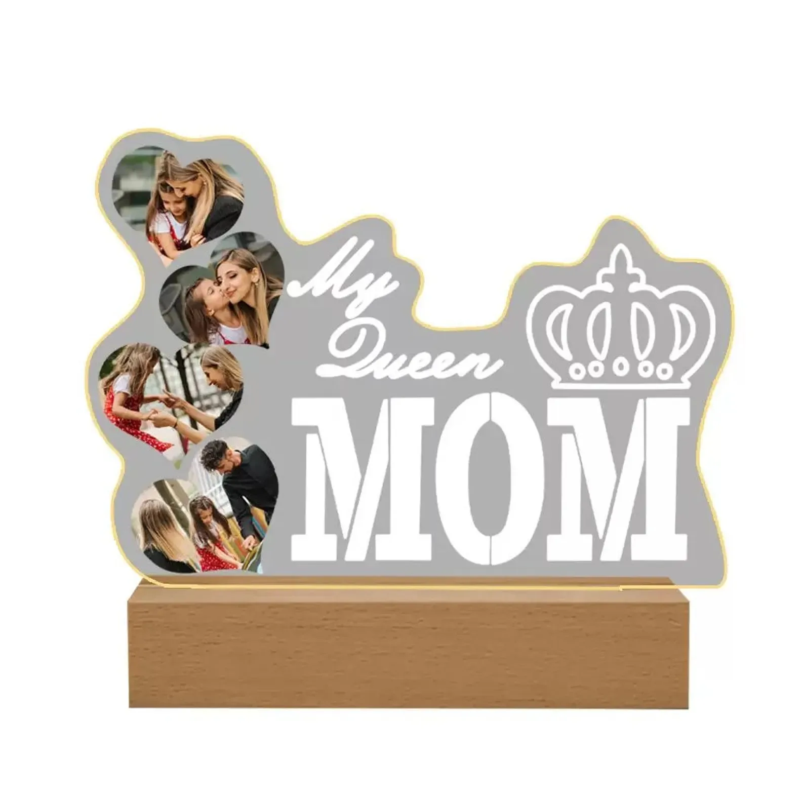 Personalized Acrylic Night Light Custom Photos Text Paired With Wooden Base Creative Desktop Ornament Special Gift for Mom
Personalized Acrylic Night Light Custom Photos Text Paired With Wooden Base Creative Desktop Ornament Special Gift for Mom