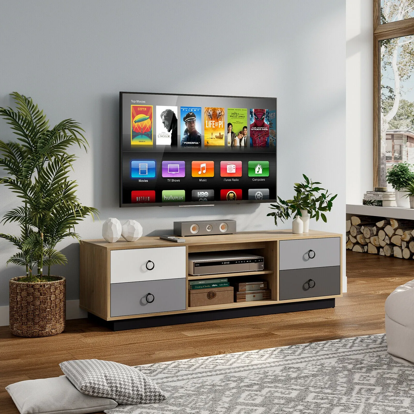 55" TV Stand Entertainment Media Center w/ Storage Cabinets Adjustable Shelves
55" TV Stand Entertainment Media Center w/ Storage Cabinets Adjustable Shelves