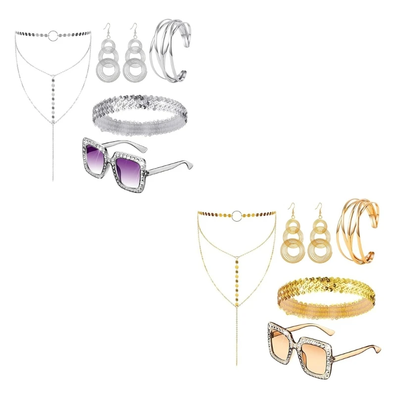 5Pcs 1970s Costume Jewelry, Sunglasses Earrings Necklace Headband Bracelet Dropshipping
5Pcs 1970s Costume Jewelry, Sunglasses Earrings Necklace Headband Bracelet Dropshipping