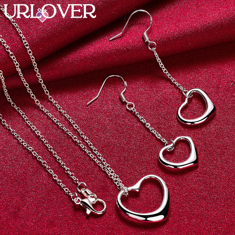 URLOVER 925 Sterling Silver Romantic Heart Necklace Earring Set For Woman Fashion Party Wedding Jewelry Lady Birthday Gifts
URLOVER 925 Sterling Silver Romantic Heart Necklace Earring Set For Woman Fashion Party Wedding Jewelry Lady Birthday Gifts
