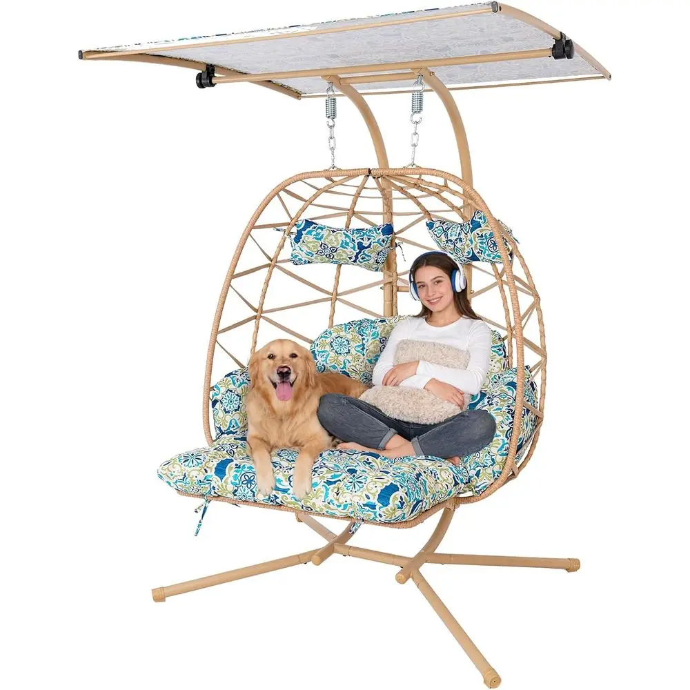 Double Hanging Egg Chair with ootrest and 2 Person Rattan Hammock Swing Chair 700 LBS acity or Bedroom, Balcony, Patio, Garden,
Double Hanging Egg Chair with ootrest and 2 Person Rattan Hammock Swing Chair 700 LBS acity or Bedroom, Balcony, Patio, Garden,