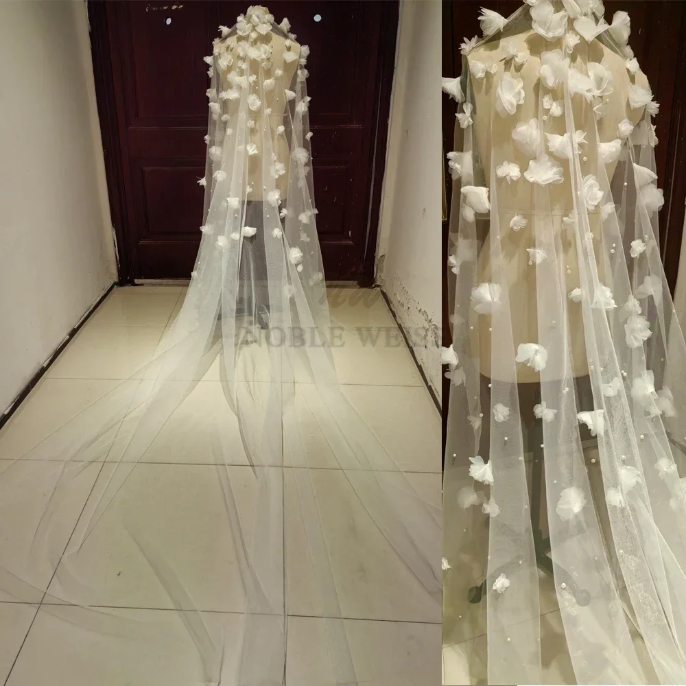 Top 3D Flowers Wedding Veil Bridal Veils 1T Elegant Pearls Bride Veil With Comb Customized
Top 3D Flowers Wedding Veil Bridal Veils 1T Elegant Pearls Bride Veil With Comb Customized