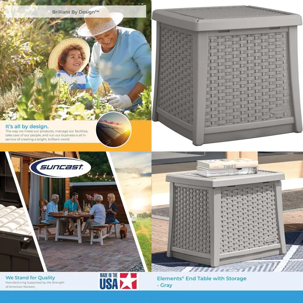 Gray 13 Gallon Resin Outdoor Storage Table with Hinged Lid, Ideal for Patio and Pool Accessories
Gray 13 Gallon Resin Outdoor Storage Table with Hinged Lid, Ideal for Patio and Pool Accessories
