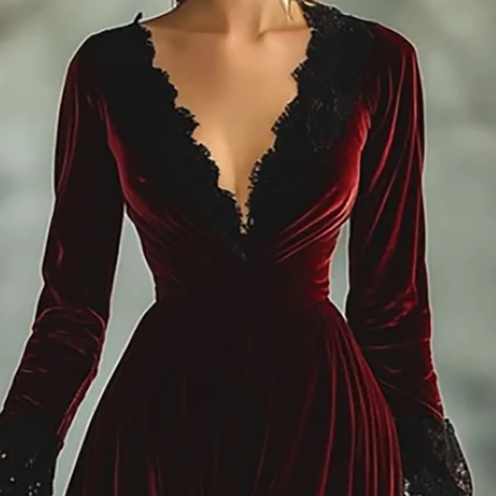 British Lace Patchwork Elegant Women's Evening Dress Deep V-Neck Elastic Waist Hollow Out Petal Sleeves Party Prom Maxi Dresses
British Lace Patchwork Elegant Women's Evening Dress Deep V-Neck Elastic Waist Hollow Out Petal Sleeves Party Prom Maxi Dresses