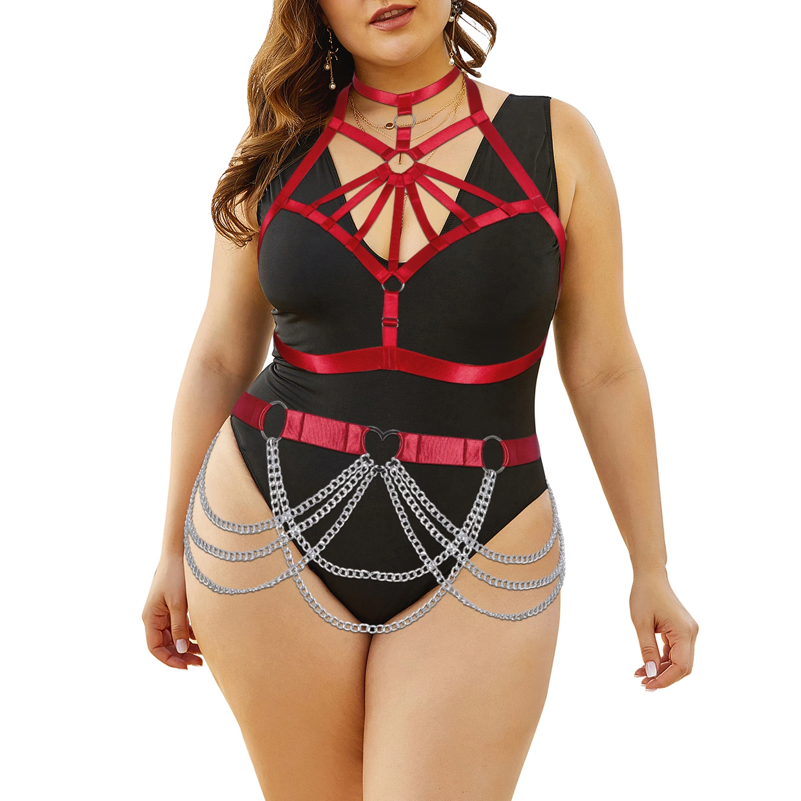 Women Sexy Chain Garter Harness Body Harness Set Goth Bondage Cosplay Wear Full Chest Bra Erotic Rave Dance
Women Sexy Chain Garter Harness Body Harness Set Goth Bondage Cosplay Wear Full Chest Bra Erotic Rave Dance