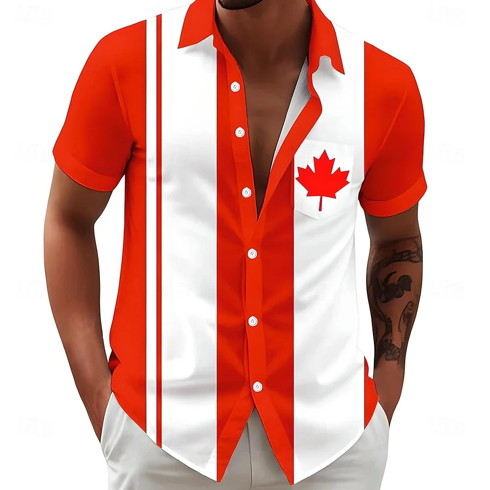 Men's plus Size Button up Shirt Casual Short Sleeve Canadian Flag Print Summer Vacation Street Style
Men's plus Size Button up Shirt Casual Short Sleeve Canadian Flag Print Summer Vacation Street Style
