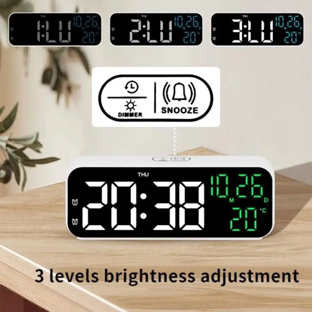 Brightness Adjustment LED Electronic Clock 12/24H Format Voice Control Alarm Clock Auto-Dimmer Date Week Desk Clock Office Decor
Brightness Adjustment LED Electronic Clock 12/24H Format Voice Control Alarm Clock Auto-Dimmer Date Week Desk Clock Office Decor