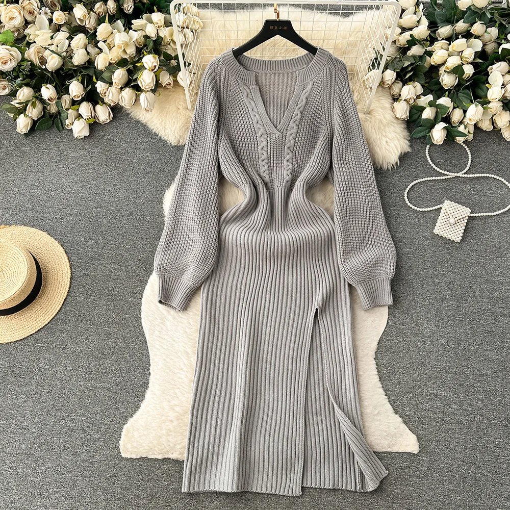 Croysier Knitted Elegant Dresses For Women 2023 Autumn Winter Casual Sweater Dress V Neck Long Sleeve Front Slit Midi Dress
Croysier Knitted Elegant Dresses For Women 2023 Autumn Winter Casual Sweater Dress V Neck Long Sleeve Front Slit Midi Dress