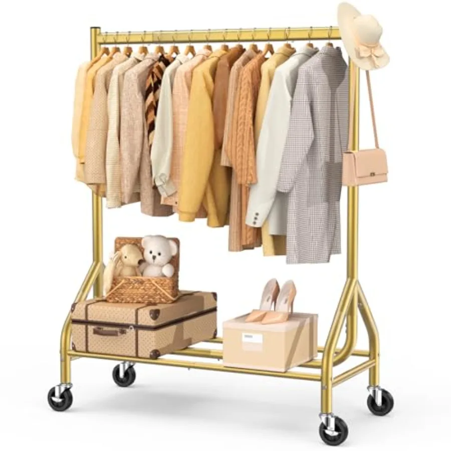 Heavy Duty Clothes Rack Load 420 LBS Rolling Garment Organizer with Lockable Wheels Standing Metal Clothing with Shelves Portab
Heavy Duty Clothes Rack Load 420 LBS Rolling Garment Organizer with Lockable Wheels Standing Metal Clothing with Shelves Portab
