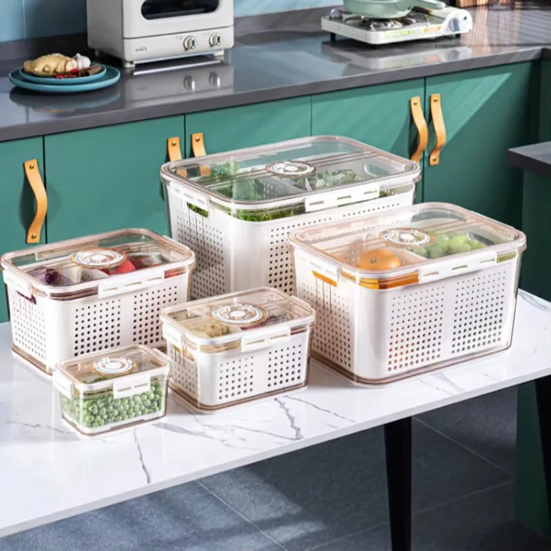 PET Plastic Fridge Storage Containers with Drain Basket and Organizer Bins for Fruits and Vegetables-Sustainable Food Storage
PET Plastic Fridge Storage Containers with Drain Basket and Organizer Bins for Fruits and Vegetables-Sustainable Food Storage