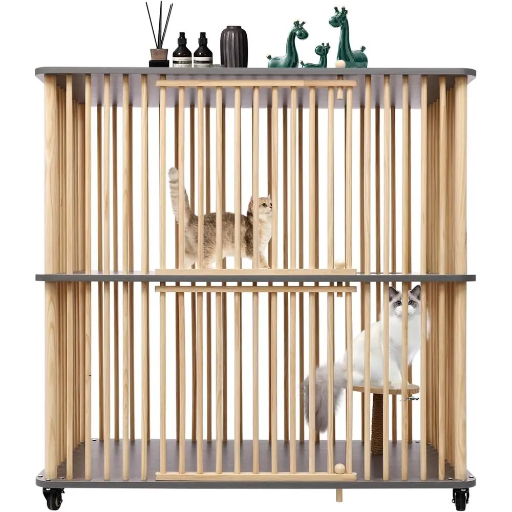 Luxurious Oversized Wooden Cat Villa with Wheels, Scratching Posts, 44.1x22x42.5
Luxurious Oversized Wooden Cat Villa with Wheels, Scratching Posts, 44.1x22x42.5