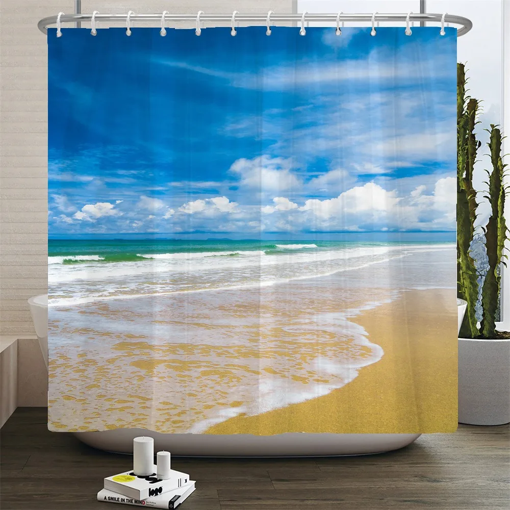 Beach Ocean Shower Curtain Waterproof Fabric Sea Wave Landscape Bathroom Curtain Summer Coastal Scenery Bathtub Decor for Home
Beach Ocean Shower Curtain Waterproof Fabric Sea Wave Landscape Bathroom Curtain Summer Coastal Scenery Bathtub Decor for Home