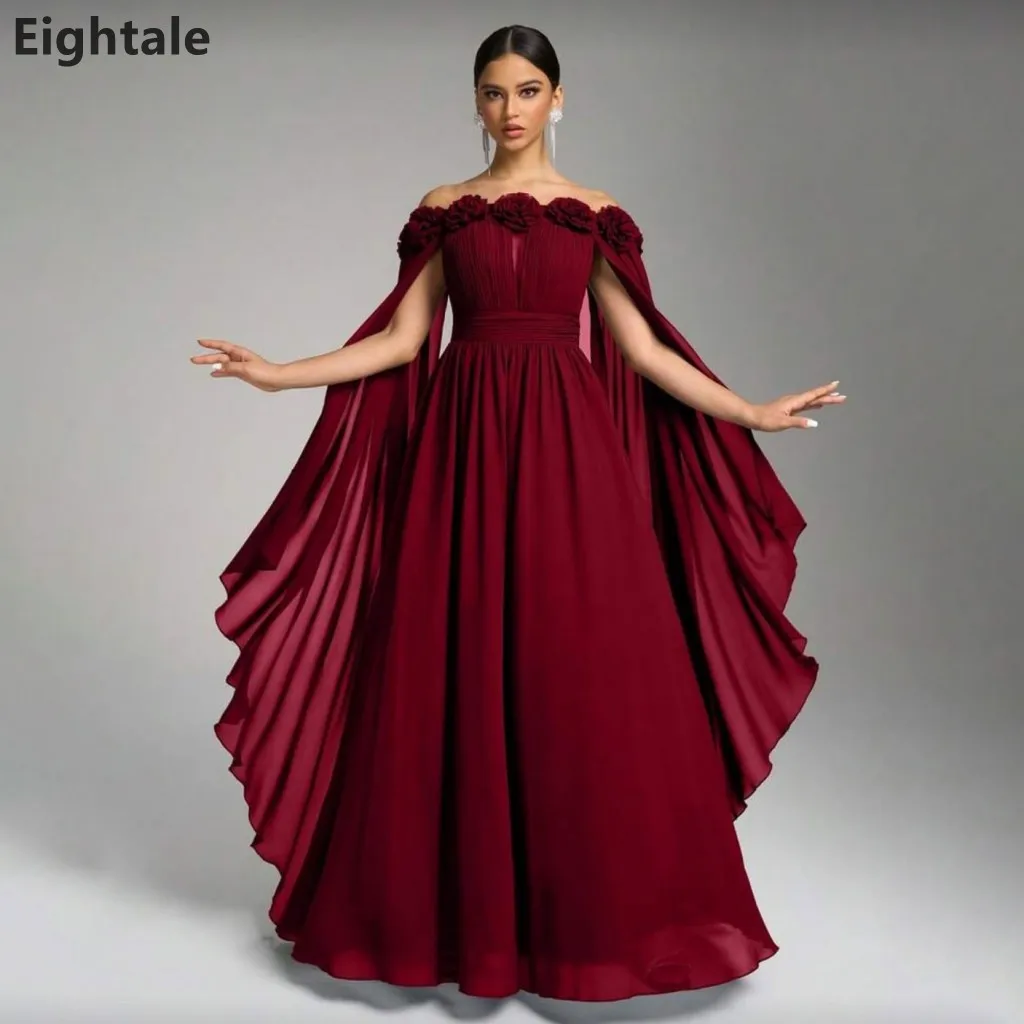 Eightale 2026 A Line Chiffon Maxi Evening Dress Off Shoulder Flowers Saudi Arabic Prom Dress Dubai Party Gown Customized
Eightale 2026 A Line Chiffon Maxi Evening Dress Off Shoulder Flowers Saudi Arabic Prom Dress Dubai Party Gown Customized