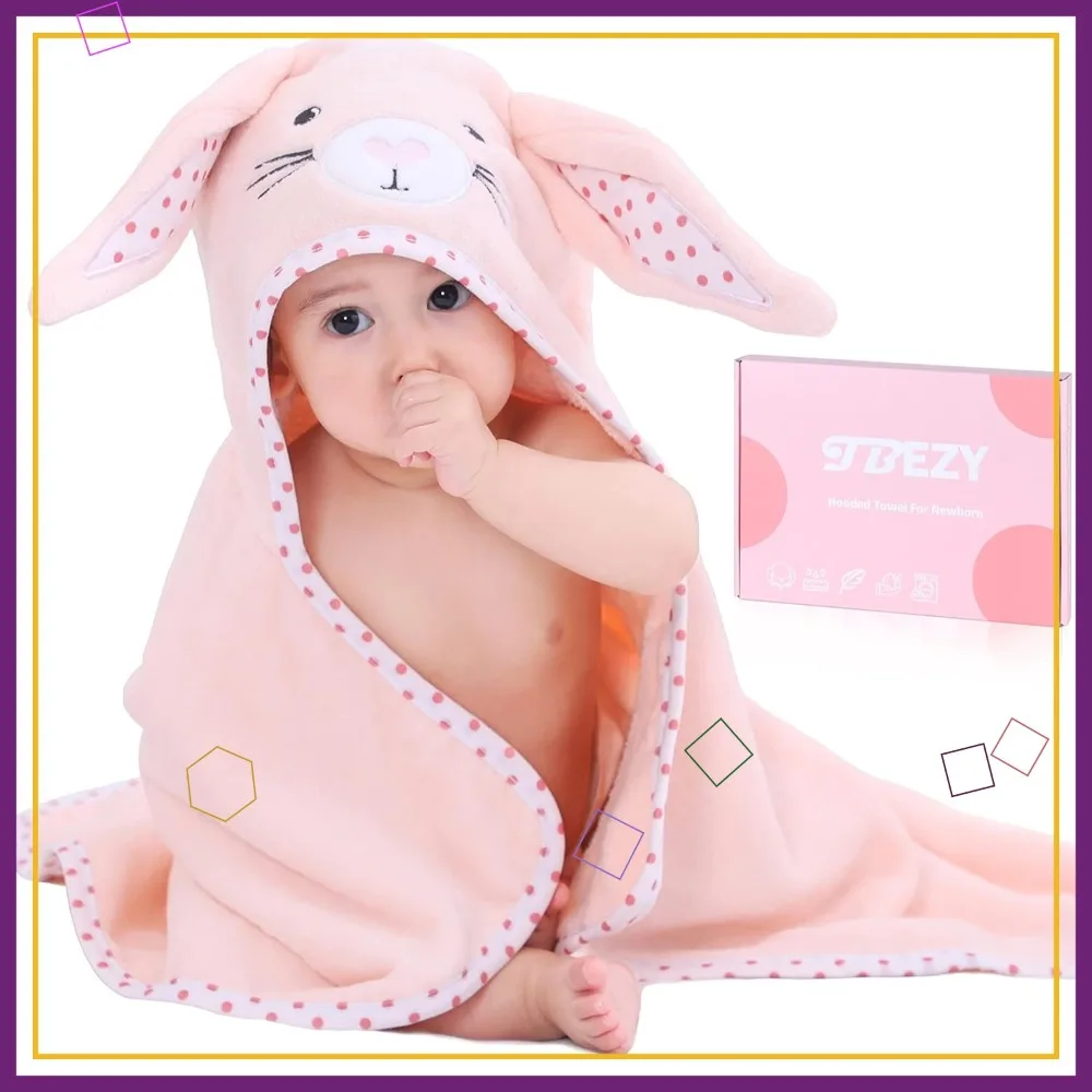 Ultra Soft Thick Cotton Baby Hooded Towel with Unique Animal Design - Bunny for Newborns
Ultra Soft Thick Cotton Baby Hooded Towel with Unique Animal Design - Bunny for Newborns