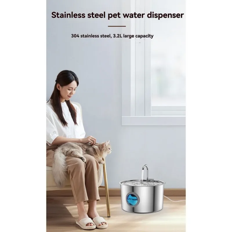 【ADORN】Circular Window Design Stainless Steel Pet Water Fountain 3.2L-Automatic Animal Drinking Water Dispenser For Cats And Dog
【ADORN】Circular Window Design Stainless Steel Pet Water Fountain 3.2L-Automatic Animal Drinking Water Dispenser For Cats And Dog