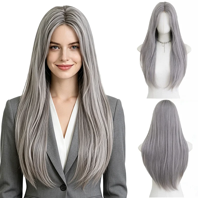 Natural Purple Gray Middle Part Long Straight Wig Simulated Scalp Small Lace Wig Breathable Comfortable Women's Daily Wig
Natural Purple Gray Middle Part Long Straight Wig Simulated Scalp Small Lace Wig Breathable Comfortable Women's Daily Wig