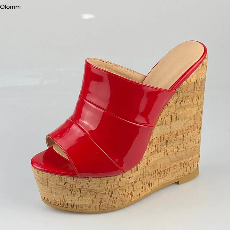 Olomm Women Shiny Platform Mules Sandals Sexy Wedges High Heel Sandals Open Toe Gorgeous Red Party Shoes Women US Plus Size 5-20
Olomm Women Shiny Platform Mules Sandals Sexy Wedges High Heel Sandals Open Toe Gorgeous Red Party Shoes Women US Plus Size 5-20